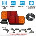 Elinz 2x Trailer Tail Lights Kit License Number Plate Light 5 Core Cable 12V 7PIN Plug