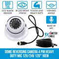 Elinz Dome Reversing Camera 4 PIN Heavy Duty Mic CCD IR Colour 12V 24V Car Truck Caravan 120° View