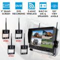 Elinz Digital Wireless 9" Quad Splitscreen Monitor 4CH DVR Reversing CMOS 800TVL Camera 12V 24V 2.4GHz