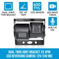 Elinz Dual Twin Joint Bracket 2x 4PIN Heavy Duty 12V 24V CCD Car Truck Reversing Camera MIC 600 TVL