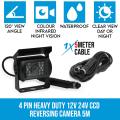 Elinz 4 PIN Heavy Duty 12V 24V CCD IR Colour Reverse Reversing Camera Rearview 5M