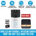 Elinz Wireless WiFi Doorbell Intercom Security Camera Video Phone HD 1080P Two-Way Talk Smart PIR CCTV 32GB