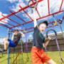 Ninja Haydyn & Ninja Cody on the Nina X frame by Mr Ninja Climbing Frames