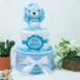 Personalised Baby Boy Nappy Cake – Blue Lion Theme