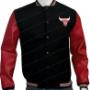 Mens Letterman Chicago Bulls Wool Red & Black Jacket