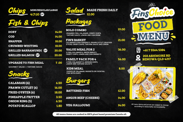 Takeaway Food Menu