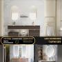 The image showcases a modern bathroom setup from the Elegant Interior showroom in Perth, promoting LED mirrors and high-quality tapware. The bathroom features minimalist, sleek designs with a luxurious feel, emphasizing high-end fixtures and contemporary lighting. There are three distinct bathroom layouts displayed, each highlighting the integration of LED mirrors and elegant tapware into stylish vanity areas