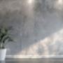 A cool silver-grey Venetian plaster wall in Sydney with a high-gloss finish