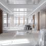 An office space undergoing interior painting