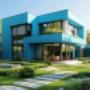 modern house with coloured acrylic render