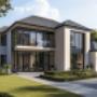 modern house with smooth-rendered exterior walls