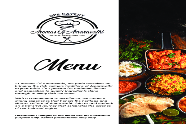 Aromas of amaravathi menu details