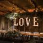 Adams peak wedding venue set up with large love sign