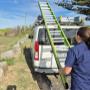 Taking the ladder off the roof