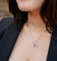 Sapphire Bloom Butterfly Pendant Necklace