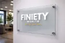 Finiety Wealth White Logo Glass Sign
