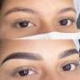 Combination brows before & after by Julie at Destiny Brows, Melbourne — blending microblading hair strokes with powder shading for naturally full, defined brows. Semi-permanent cosmetic tattooing in Melbourne's western suburbs.