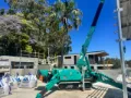 Crawler crane setup on suspended slab