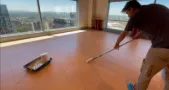Non-slip clear coating applied to terracotta tiles