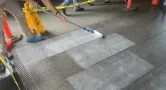 Clear non-slip coating application on commercial tiles